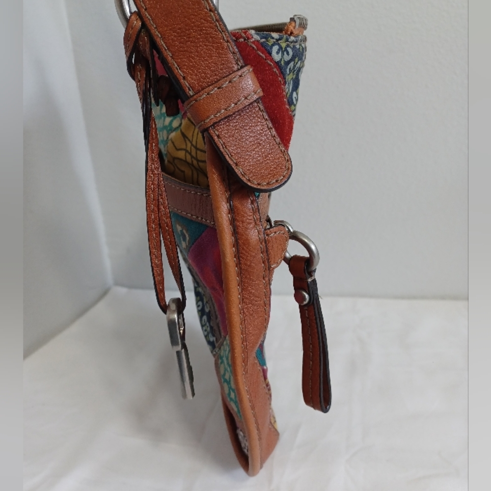 Fossil Patchwork Multicolor Leather/Suede Large C… - image 6